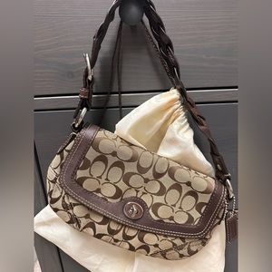 COACH CHELSEA SIGNATURE BRAIDED FLAP #11014 STRAP TOTE BAG